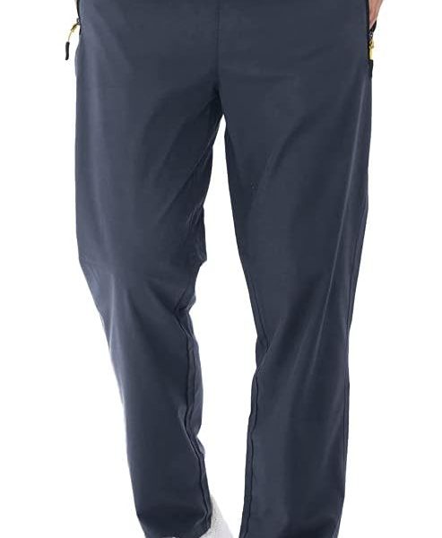 Men's Lightweight Pants with Zipper Pockets Quick Dry Workout Athletic Travel Pants
