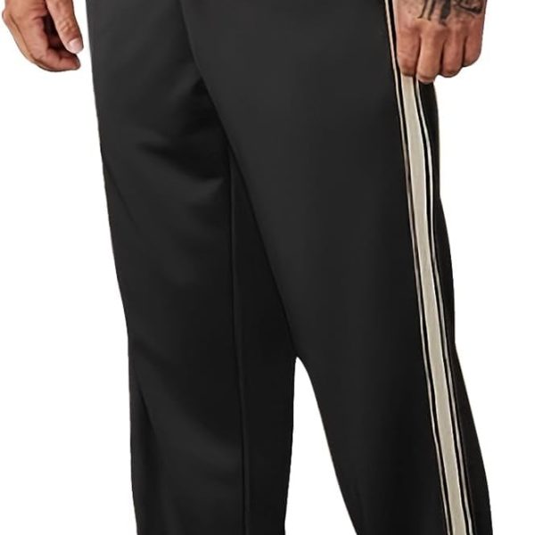 Mens Casual Sweatpants Lightweight Pants Drawstring Waist Workout Striped