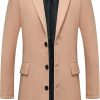 Men's Classic Wool Trench Overcoat Single Breasted Mid Long Wool Blend Top Pea Coats Jackets