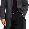 Mens Long Trench Coat Single Breasted Lapel Overcoat Casual Fall Winter Warm Peacoat