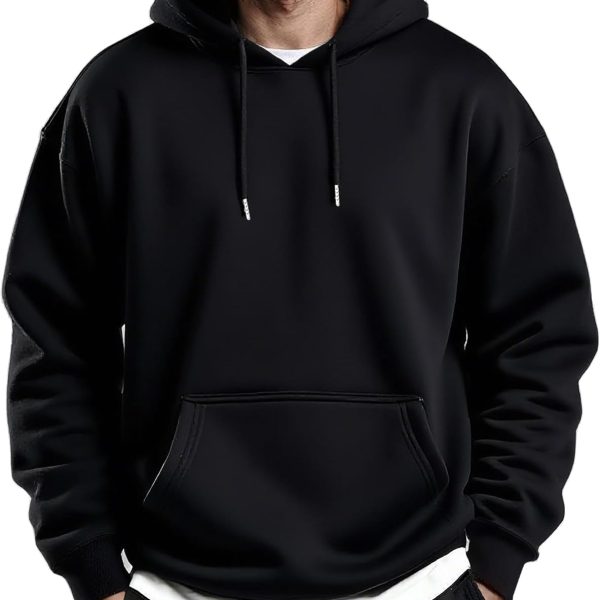 Men's Hoodies Pullover Fleece Lined Hoodie Casual Long Sleeve Drawstring Hooded Sweatshirts with Kanga Pocket