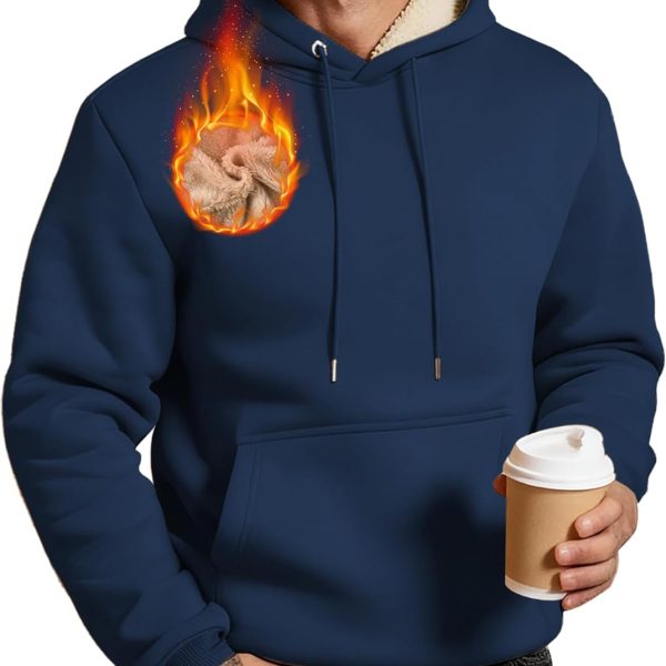 Men's  Fleece Lined Hoodie Thick Pullover Hooded Winter Warm Casual Athletic Sweatshirt with Kangaroo Pocket