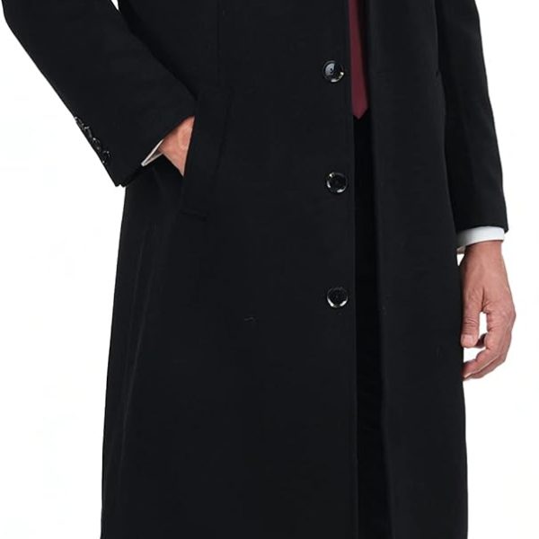 Mens Single Breasted Wool Cashmere Full Length Overcoat