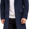 Mens Trench Coat Long Casual Single Brested Overcoat Winter Notched Collar Wool Blend Pea coat With Pockets