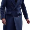 Mens Trench Coat Notch Lapel Double Breasted Casual Pea Coat Winter Warm Long Overcoat