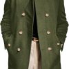 Mens Trench Coat Double Breasted Stand Collar Pea Coat Casual Fall Winter Warm Mid Long Overcoat