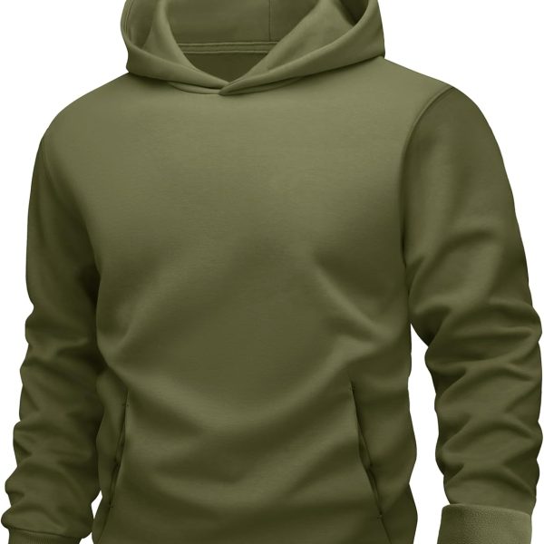 Men's Fleece Lined Hoodies Fashion Casual Athletic Hoody Pullover Plain Sweatshirts with Kangaroo Pocket
