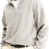 Quarter Zip Pullover Men Mock Neck Sweatshirt Fuzzy Sweater  Thermal Casual Long Sleeve Winter Fall Outwear