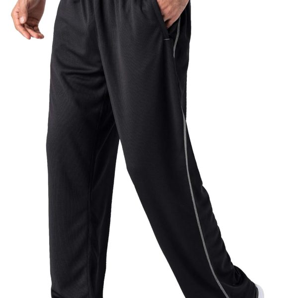 Men's Lightweight Sweatpants Loose Fit Open Bottom Mesh Athletic Pants with Zipper Pockets