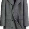 Mens Wool Blend Pea Coat Warm Winter Trench Coat Notched Lapel Double Breasted Overcoat
