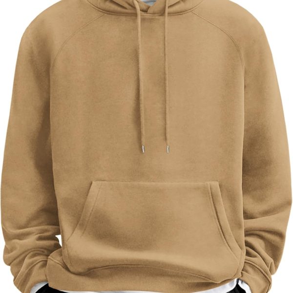 Men's Fleece Hoodie Long Sleeve Hooded Sweatshirt Casual Basic Essential Drawstring Pullover Hoodie With Pocket