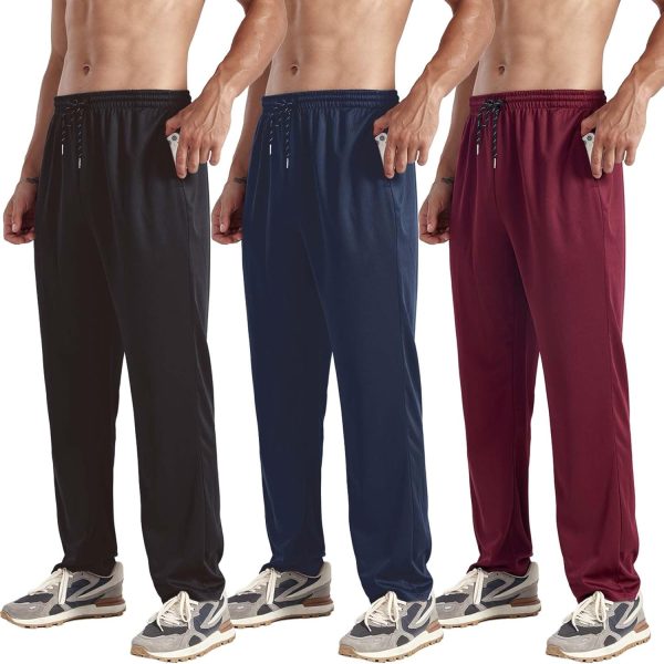 3-Pack Men's Mesh Jogger Pants, Comfortable Athletic Pants with Pockets for Active Wear, Lightweight & Breathable S-3XL